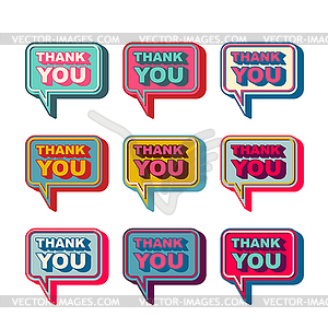 Thank you bubble set. Gratitude speech - vector clipart