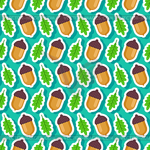 Acorn pattern seamless. fruit of oak background. - vector clipart