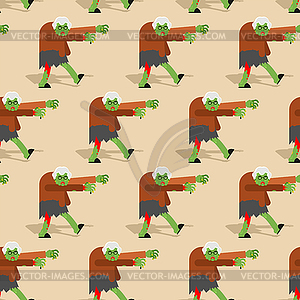 Granny zombie pattern seamless. Dead green - vector image