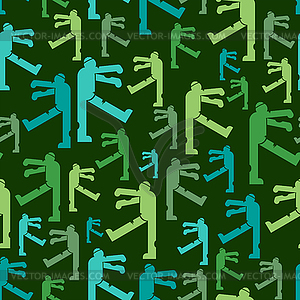 Zombie pattern seamless. Dead man monster walks - vector clip art