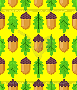 Acorn pattern seamless. fruit of oak background. - vector image