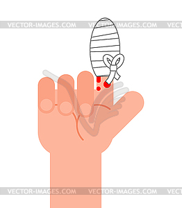 Bandaged finger . Injury finger   - vector clipart