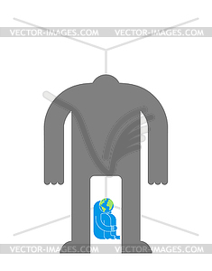 Man hurts earth. Violence over planet earth - royalty-free vector image