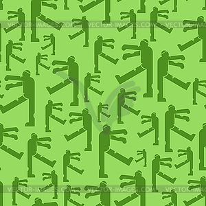 Zombie pattern seamless. Dead man monster walks - vector clip art