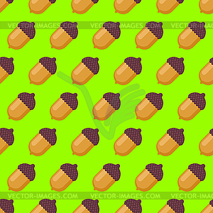 Acorn pattern seamless. fruit of oak background. - vector image