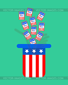 Uncle sam`s hat vote in USA. Voting Symbols America - vector clipart