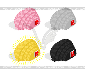 Brain and switch set. Switching off and on brains. - vector EPS clipart