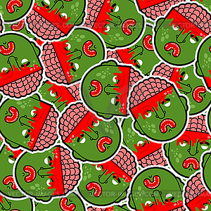 Zombie pattern seamless. Zombi head and brains - vector image