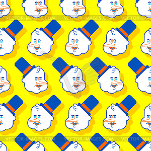 Cartoon snowman head pattern seamless. Christmas an - vector clipart