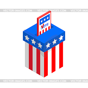 USA election day. Vote in ballot box. Isometric - vector image