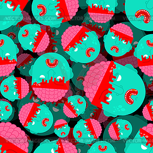 Zombie pattern seamless. Zombi head and brains - vector image