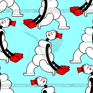 Snowman Walking pattern seamless. Christmas and - vector image