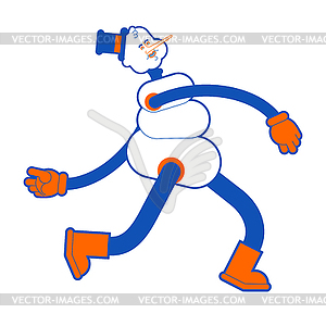 Walking Cartoon Snowman. Christmas and new year . Sn - vector clip art