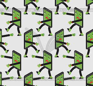 Zombie smartphone pattern seamless. Monster phone - vector clipart