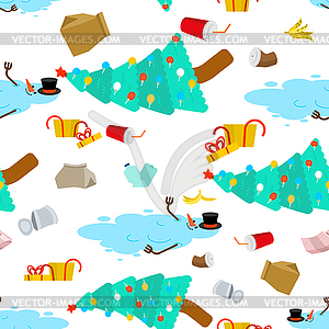 Christmas is over pattern seamless. Snowman melted - vector image