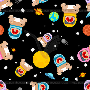 Baby astronaut in space pattern seamless. Newborn - vector image