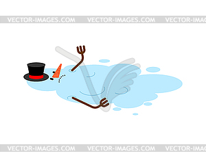 Snowman melted. Christmas is over. holiday is - vector clipart / vector image