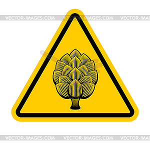 Attention Hop. Warning yellow road sign. Caution - vector clipart