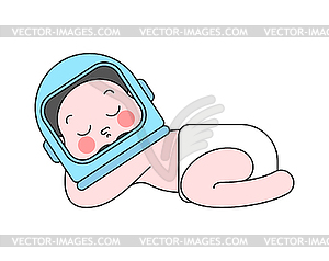 Малыш-космонавт. Новорожденный космонавт. ребенок в космосе - иллюстрация в векторном формате