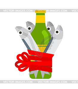 Пиво и рыба. Подарочный набор для мужчин. на 23 февраля - клипарт в векторе