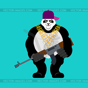 Panda gangster and bandit. Cool Bear. SWAG - color vector clipart