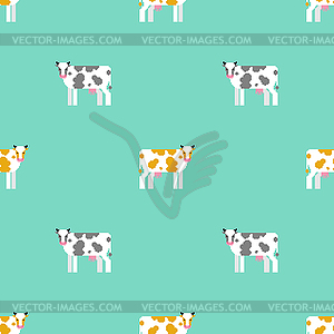 Cow pixel art pattern seamless. 8 bit farm animal - royalty-free vector clipart