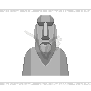 Moai pixel art. Easter Island idol 8 bit. ancient - vector clipart