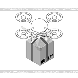 Quadcopter delivery. Drone and package - vector clipart / vector image