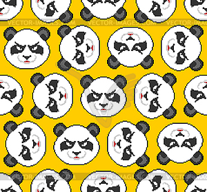 Злой панда пиксель арт шаблон бесшовные. 8 бит - цветной векторный клипарт