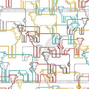 Бесшовные шаблон коровы. фон сельскохозяйственных животных. младенец - векторное изображение клипарта