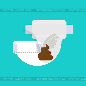 Dirty Diaper . Baby nappy. infant underpants illu - vector clip art