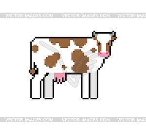Пиксель арт коровы. 8-битный мультяшный животных - изображение в формате EPS