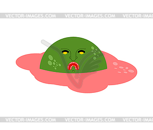 Zombie scrambled eggs. Green monster scrambled - vector image