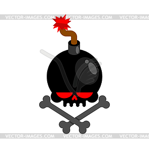 Bomb with bones. Pirates sign - royalty-free vector clipart