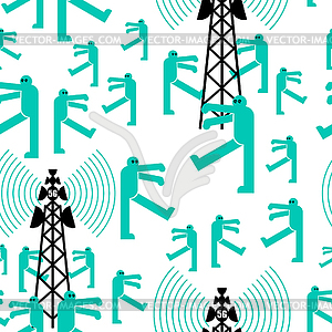 5G tower chipping population pattern seamless. - vector clip art