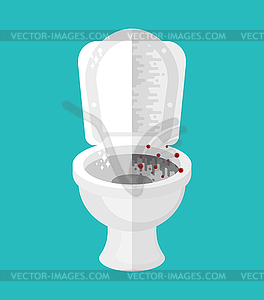 Dirty toilet. Half reading and half dirty toilet - vector clipart