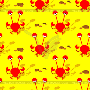 Crab cartoon pattern seamless. sea crayfish - royalty-free vector clipart