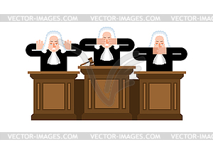 Three judges: blind judge, deaf judge and dumb - vector clipart / vector image