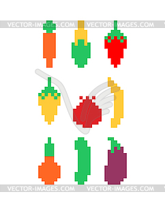 Vegetables set icon pixel art. Carrots and corn - vector clip art