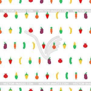 Vegetables pattern pixel art. Carrots and corn - vector clip art