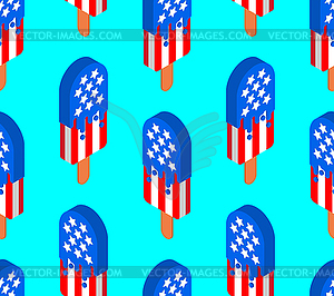 USA ice cream pattern seamless. Patriotic National - vector clipart