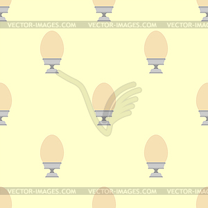 Egg on stand pattern seamless. breakfast background - vector clipart