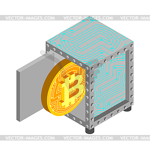 Safe for bitcoin. Cryptocurrency protection - vector clip art