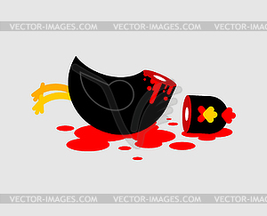 Sacrificial chicken. Black Rooster sacrificed. - vector clipart