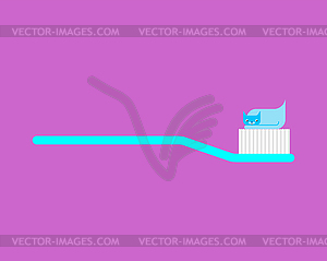 Cat On Toothbrush. Teeth cleaning - vector clipart / vector image