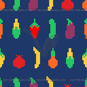 Vegetables pattern pixel art. Carrots and corn - vector clip art