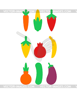 Vegetables set sign icon. Carrots and corn. Pepper - vector clipart