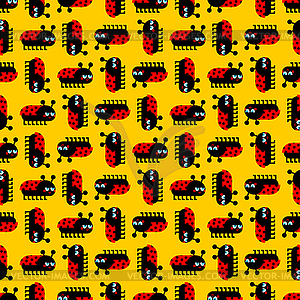 Ladybug pattern seamless. ladybird background. Red - vector clip art