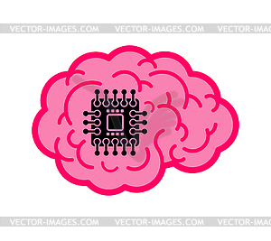 Чип Neuralink в мозгу. микрочип в голове - рисунок в векторном формате