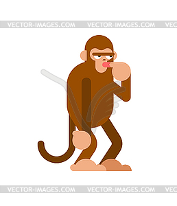 Monkey thinks . Ape expect - royalty-free vector image